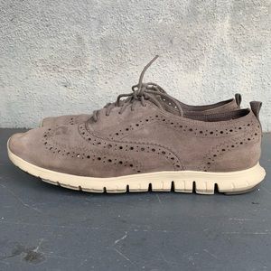 Cole Haan Zerogrand grey suede perf wingtips 10B